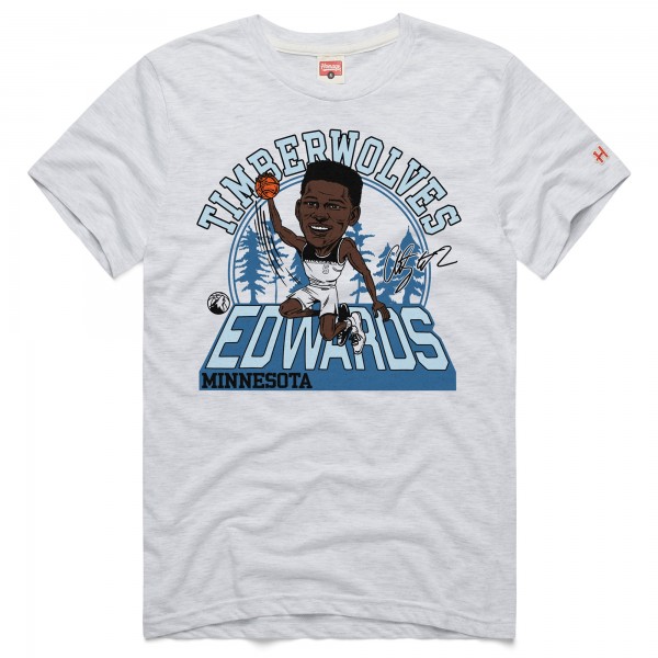 Футболка Anthony Edwards Minnesota Timberwolves Homage Unisex 2024/25 City Edition Caricature Tri-Blend - Ash