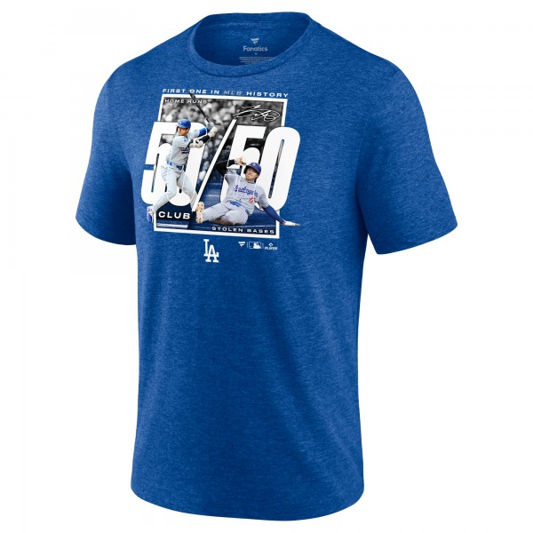 Los Angeles Dodgers Shohei Ohtani Fanatics Heather Royal 50/50 Club T-Shirt