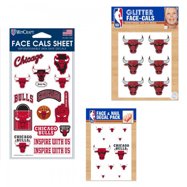 Chicago Bulls WinCraft 4 x 7 Waterless Tattoos Set