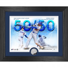 Los Angeles Dodgers Shohei Ohtani Highland Mint 15 x 18 Commemorative 50/50 Club Silver Coin Photo Mint