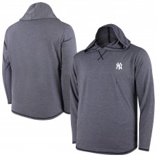 New York Yankees Navy Butter Stripe Tri-Blend Long Sleeve Hoodie T-Shirt