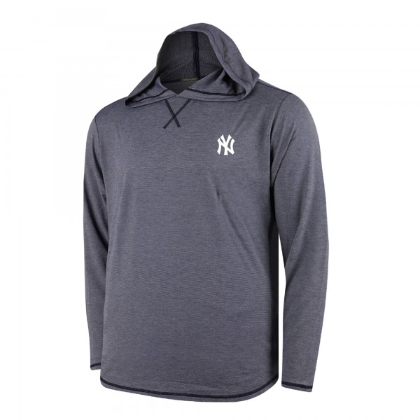New York Yankees Navy Butter Stripe Tri-Blend Long Sleeve Hoodie T-Shirt