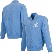New York Yankees JH Design Light Blue Nylon Bomber Full-Zip Jacket