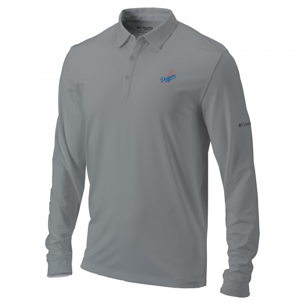 Los Angeles Dodgers Columbia Gray Omni-Wick Pin High Long Sleeve Polo