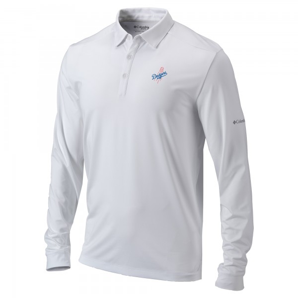 Los Angeles Dodgers Columbia White Omni-Wick Pin High Long Sleeve Polo