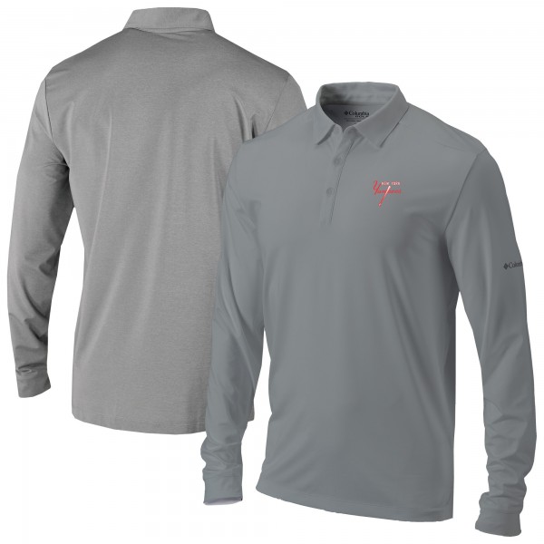 New York Yankees Columbia Gray Omni-Wick Pin High Long Sleeve Polo