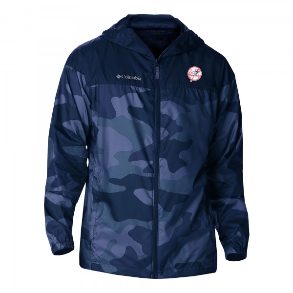 New York Yankees Columbia Navy Camo Flash Challenger Full-Zip Windbreaker Jacket