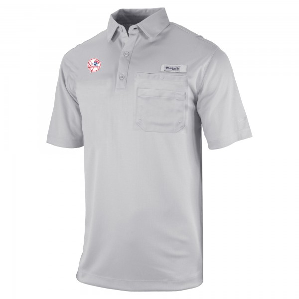 New York Yankees Columbia Gray Omni-Wick Flycaster Pocket Polo