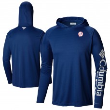 New York Yankees Columbia Navy Omni-Wick Terminal Tackle Raglan Long Sleeve Hoodie T-Shirt
