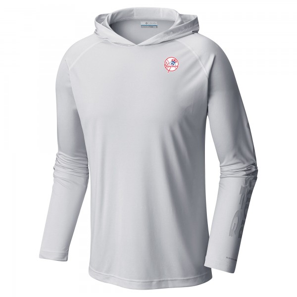 New York Yankees Columbia White Omni-Wick Terminal Tackle Raglan Long Sleeve Hoodie T-Shirt