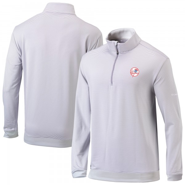 New York Yankees Columbia Gray Omni-Wick Even Lie Quarter-Zip Pullover Top
