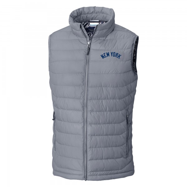 New York Yankees Columbia Gray Omni-Heat Powder Lite Full-Zip Vest
