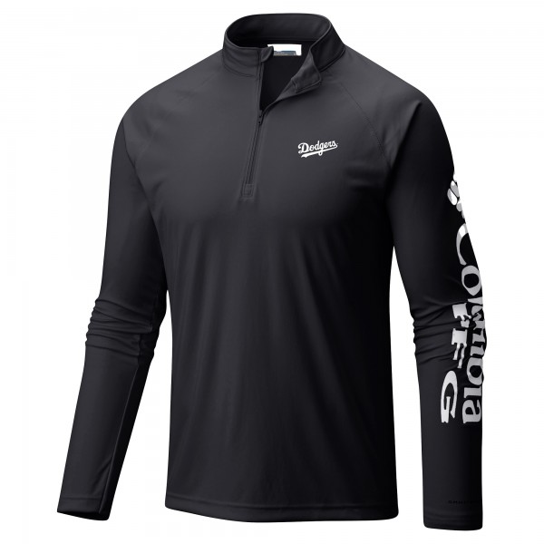 Los Angeles Dodgers Columbia Black Terminal Tackle Raglan Omni-Shade Quarter-Zip Pullover Top