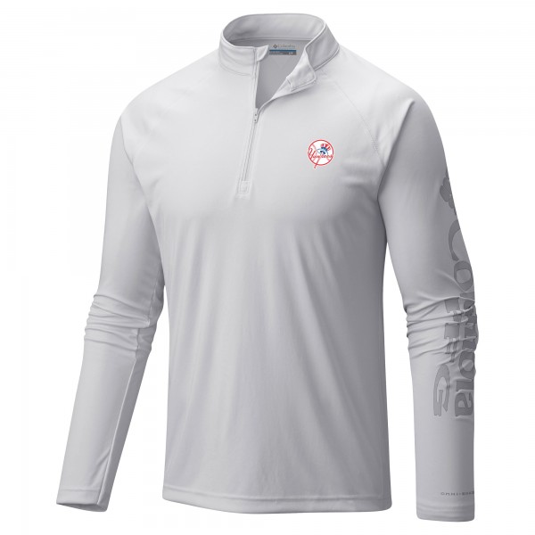 New York Yankees Columbia White Terminal Tackle Raglan Omni-Shade Quarter-Zip Pullover Top