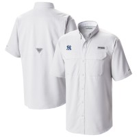New York Yankees Columbia White Omni-Wick Low Drag Offshore Button-Up Shirt