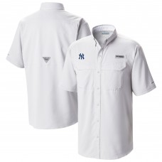 New York Yankees Columbia White Omni-Wick Low Drag Offshore Button-Up Shirt
