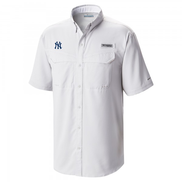 New York Yankees Columbia White Omni-Wick Low Drag Offshore Button-Up Shirt