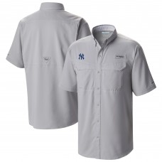 New York Yankees Columbia Gray Omni-Wick Low Drag Offshore Button-Up Shirt