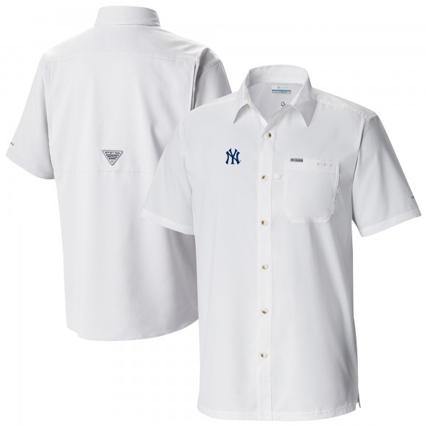 New York Yankees Columbia White Slack Tide Omni-Wick Button-Up Camp Shirt