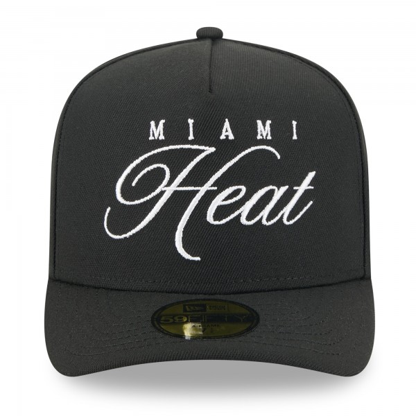 Бейсболка Miami Heat New Era Black 2025 NBA Draft A-Frame 59FIFTY