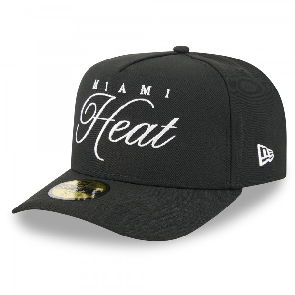 Бейсболка Miami Heat New Era Black 2025 NBA Draft A-Frame 59FIFTY