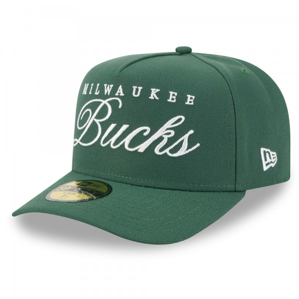 Бейсболка Milwaukee Bucks New Era Hunter Green 2025 NBA Draft A-Frame 59FIFTY