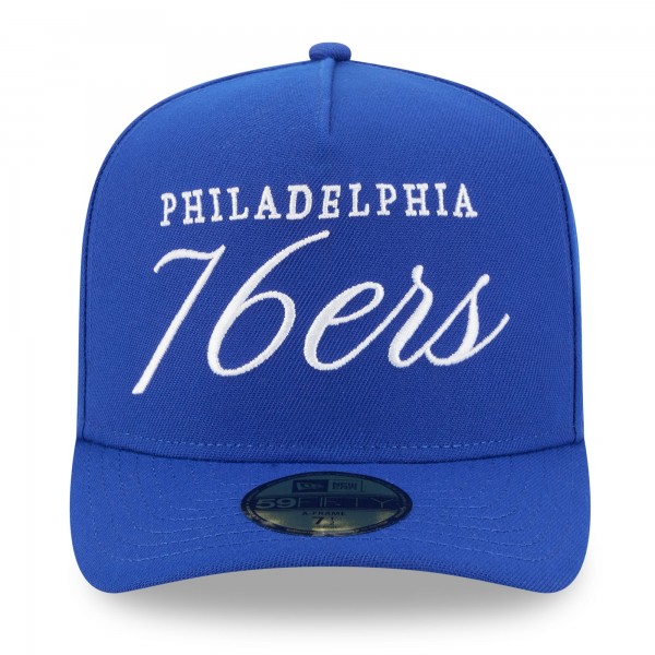 Бейсболка Philadelphia 76ers New Era Royal 2025 NBA Draft A-Frame 59FIFTY