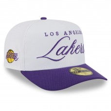 Бейсболка Los Angeles Lakers New Era White/Purple 2025 NBA Draft A-Frame 59FIFTY