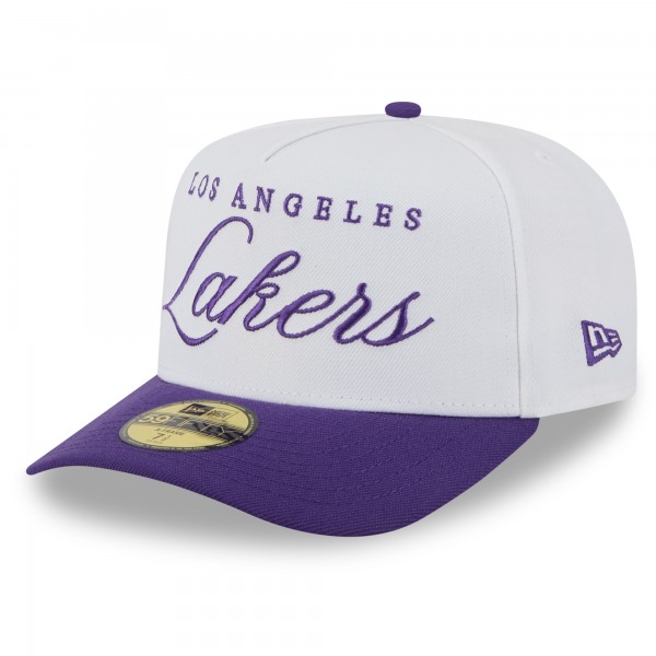 Бейсболка Los Angeles Lakers New Era White/Purple 2025 NBA Draft A-Frame 59FIFTY