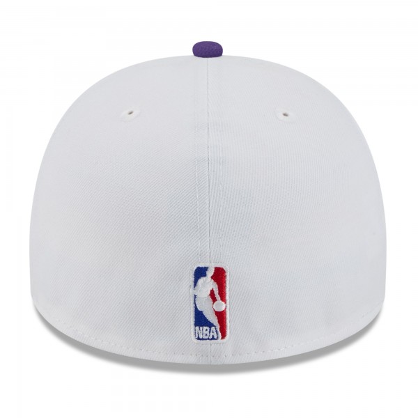 Бейсболка Los Angeles Lakers New Era White/Purple 2025 NBA Draft A-Frame 59FIFTY