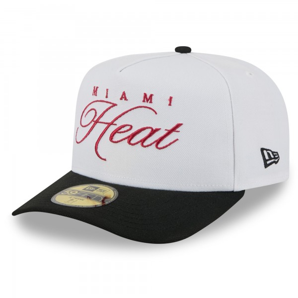Бейсболка Miami Heat New Era White/Black 2025 NBA Draft A-Frame 59FIFTY