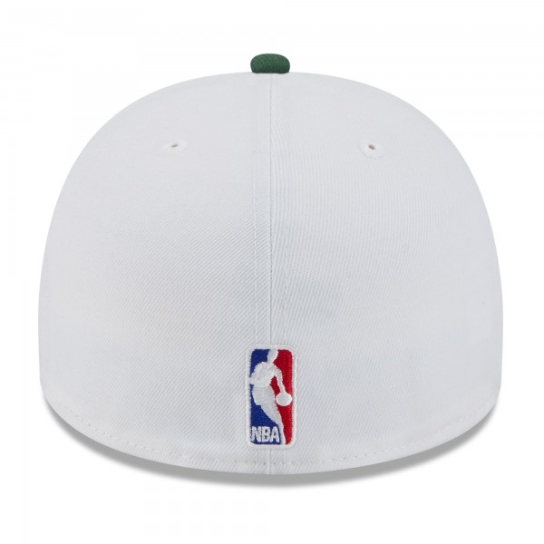 Бейсболка Milwaukee Bucks New Era White/Hunter Green 2025 NBA Draft A-Frame 59FIFTY