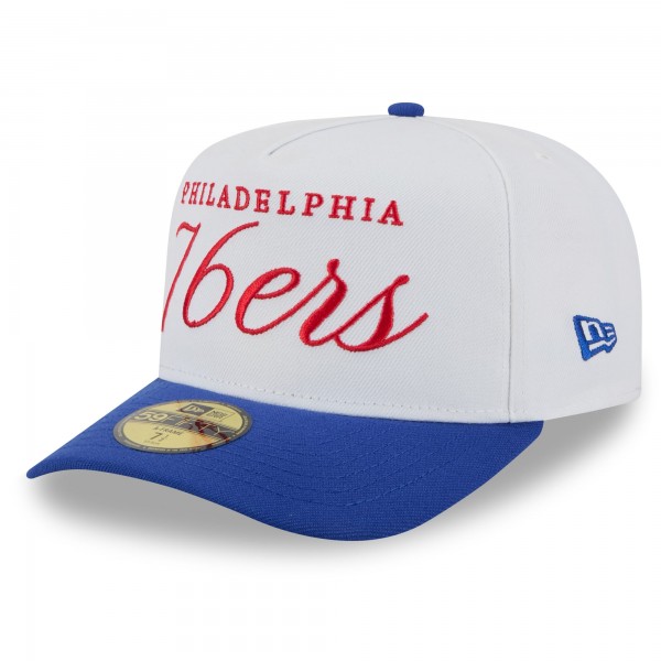 Бейсболка Philadelphia 76ers New Era White/Royal 2025 NBA Draft A-Frame 59FIFTY