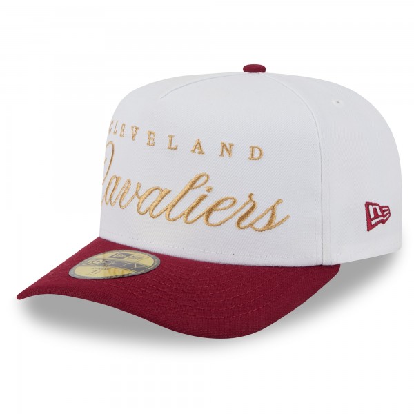 Бейсболка Cleveland Cavaliers New Era White/Wine 2025 NBA Draft A-Frame 59FIFTY