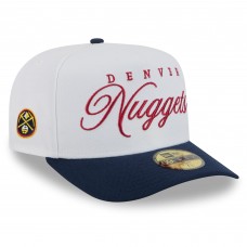 Бейсболка Denver Nuggets New Era White/Navy 2025 NBA Draft A-Frame 59FIFTY