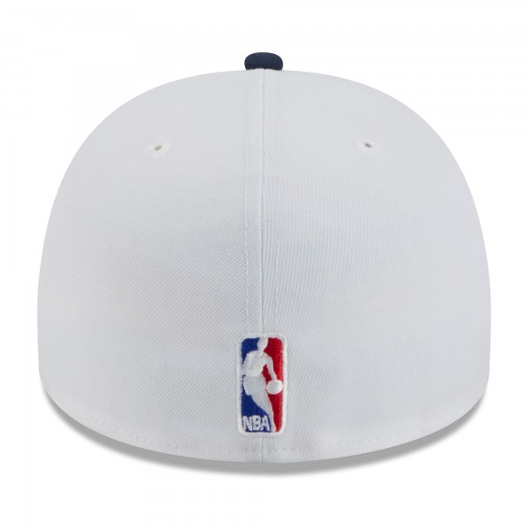 Бейсболка Denver Nuggets New Era White/Navy 2025 NBA Draft A-Frame 59FIFTY