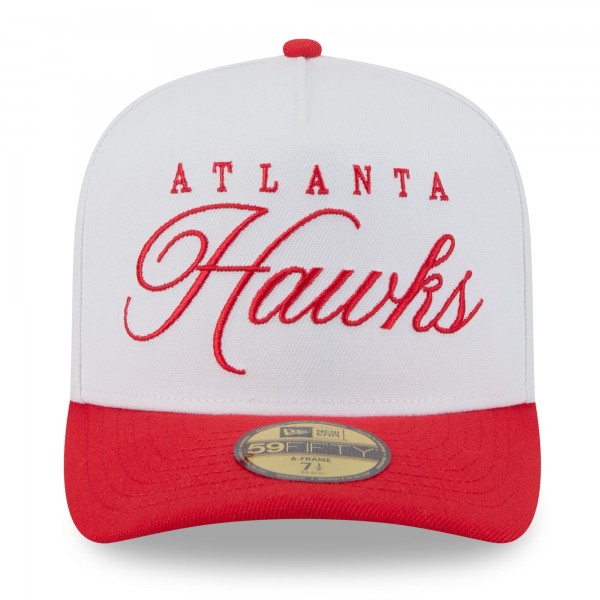 Бейсболка Atlanta Hawks New Era White/Red 2025 NBA Draft A-Frame 59FIFTY
