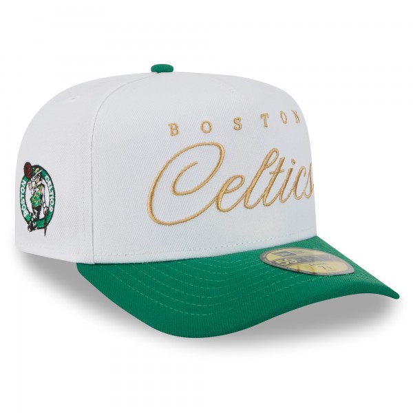 Бейсболка Boston Celtics New Era White/Kelly Green 2025 NBA Draft A-Frame 59FIFTY