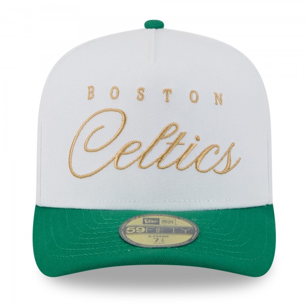 Бейсболка Boston Celtics New Era White/Kelly Green 2025 NBA Draft A-Frame 59FIFTY