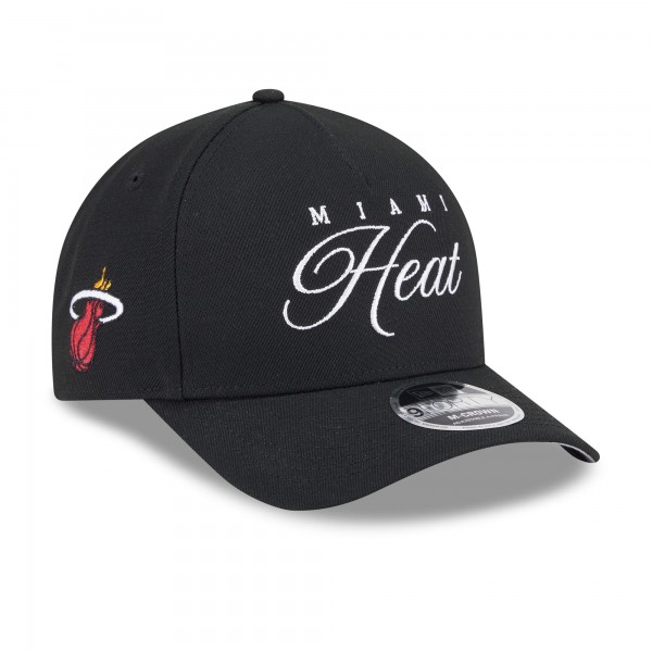 Бейсболка Miami Heat New Era Black 2025 NBA Draft M-Crown A-Frame 9FORTY