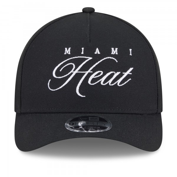Бейсболка Miami Heat New Era Black 2025 NBA Draft M-Crown A-Frame 9FORTY