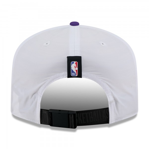 Бейсболка Los Angeles Lakers New Era White/Purple 2025 NBA Draft On-Stage Nylon 19TWENTY