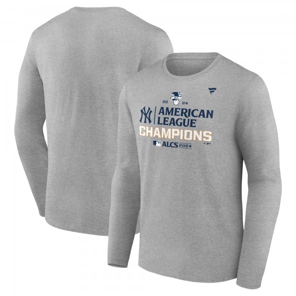 New York Yankees Fanatics Heather Gray 2024 American League Champions Locker Room Long Sleeve T-Shirt