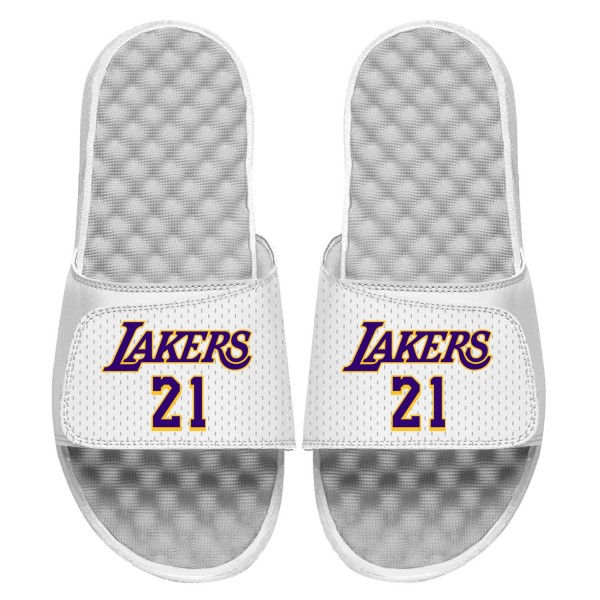 Шлепки Michael Cooper Los Angeles Lakers ISlide Youth City Jersey - White