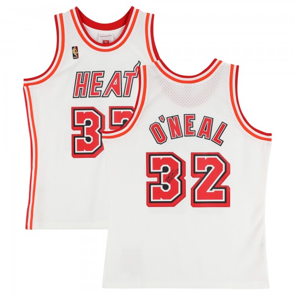 Игровая джерси Shaquille ONeal Miami Heat Autographed Fanatics Authentic Mitchell & Ness 2007-08 White Swingman
