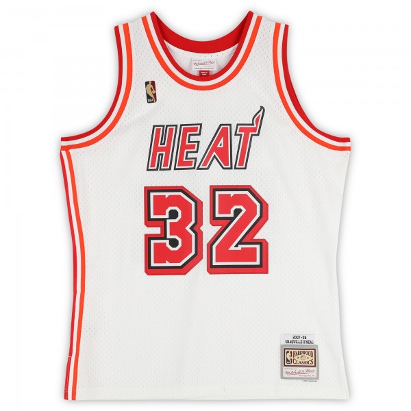 Игровая джерси Shaquille ONeal Miami Heat Autographed Fanatics Authentic Mitchell & Ness 2007-08 White Swingman