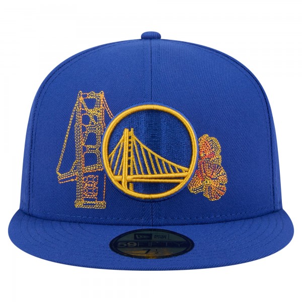 Бейсболка Golden State Warriors New Era Royal State Stitch 59FIFTY