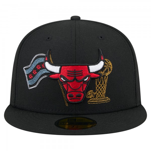 Бейсболка Chicago Bulls New Era Black State Stitch 59FIFTY