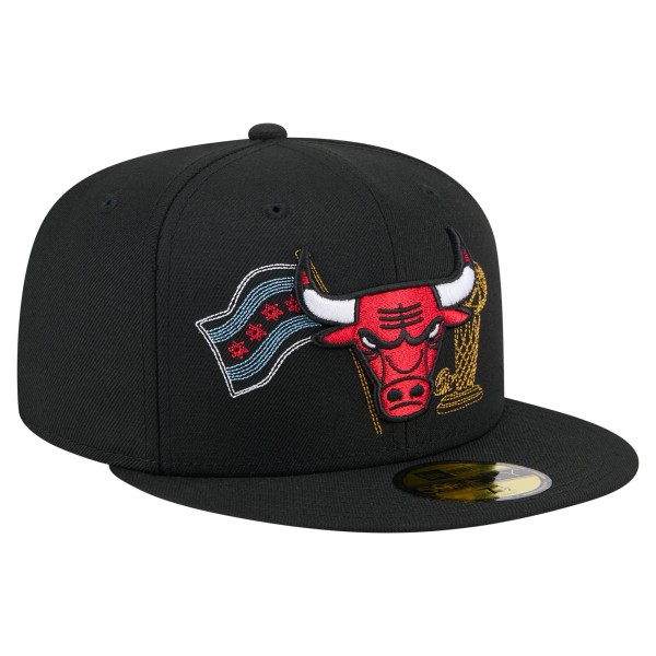 Бейсболка Chicago Bulls New Era Black State Stitch 59FIFTY