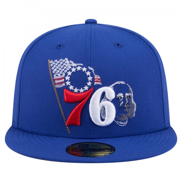 Бейсболка Philadelphia 76ers New Era Royal State Stitch 59FIFTY